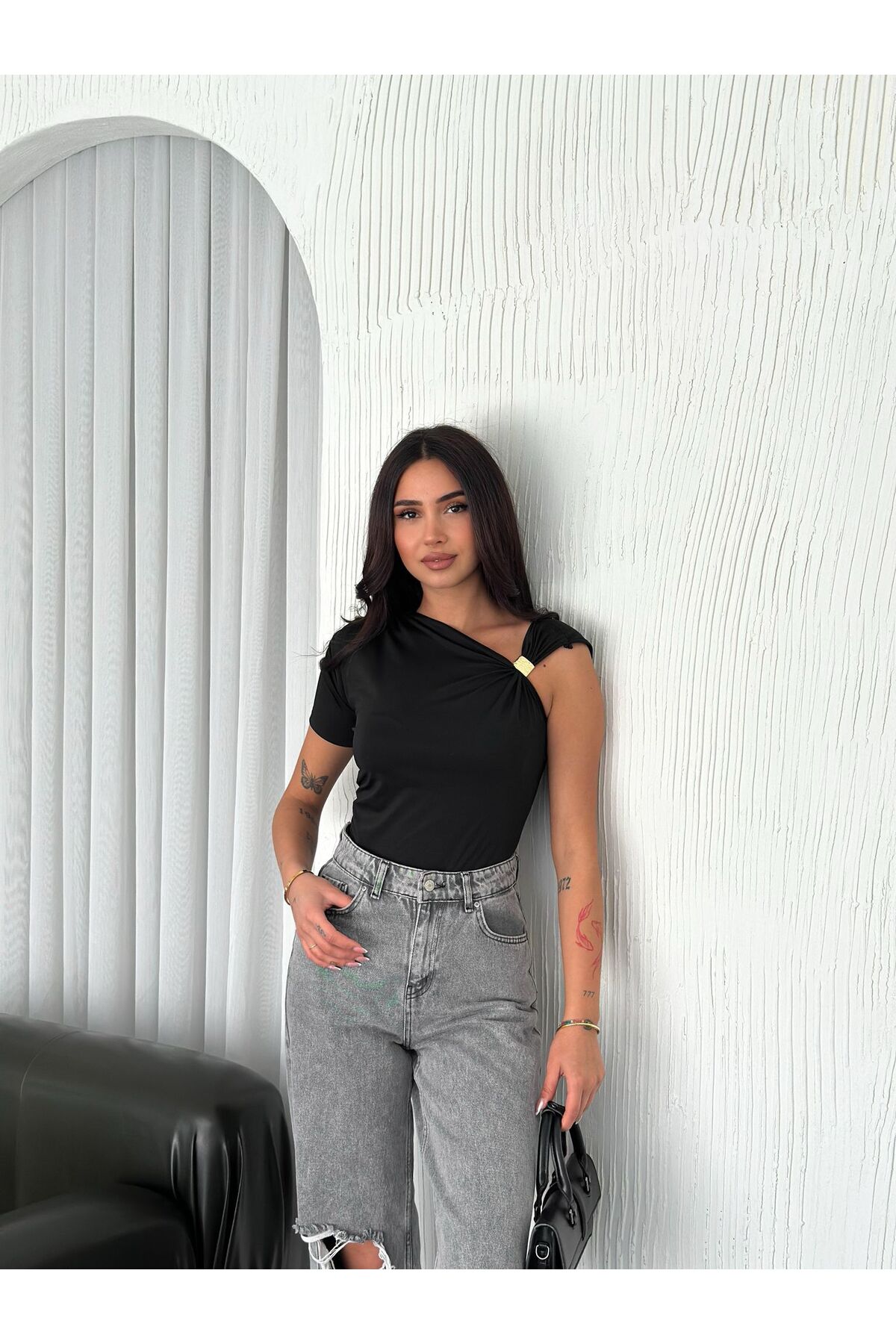 Kadın Metal Toka Detaylı Bluz · Siyah · 5 [ty:61de53ee507c1bd5]
