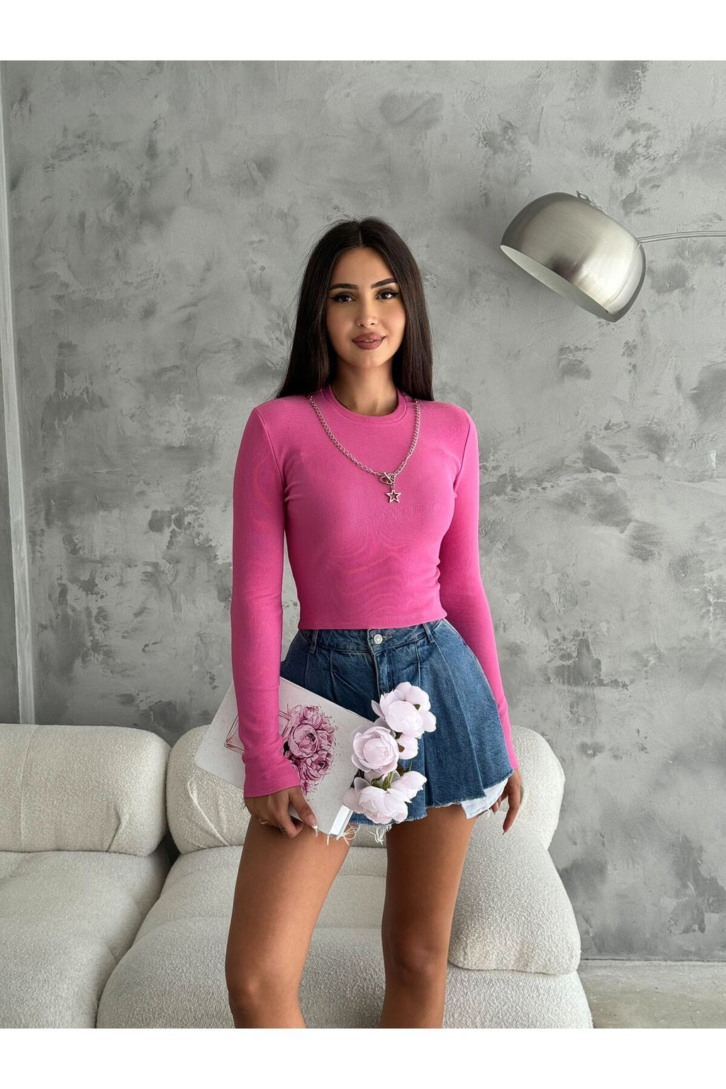 Kadın Basic Kolyeli Otoban Crop · Mor · 1 [ty:51ca3671e041f4f6]
