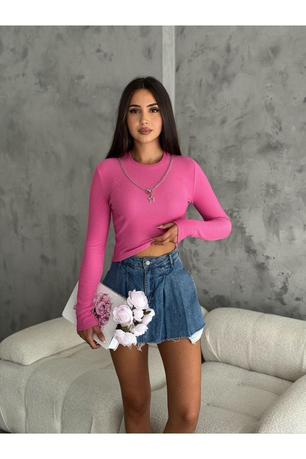 Kadın Basic Kolyeli Otoban Crop · Mor · 3 [ty:b80ec1d01d4708d6]