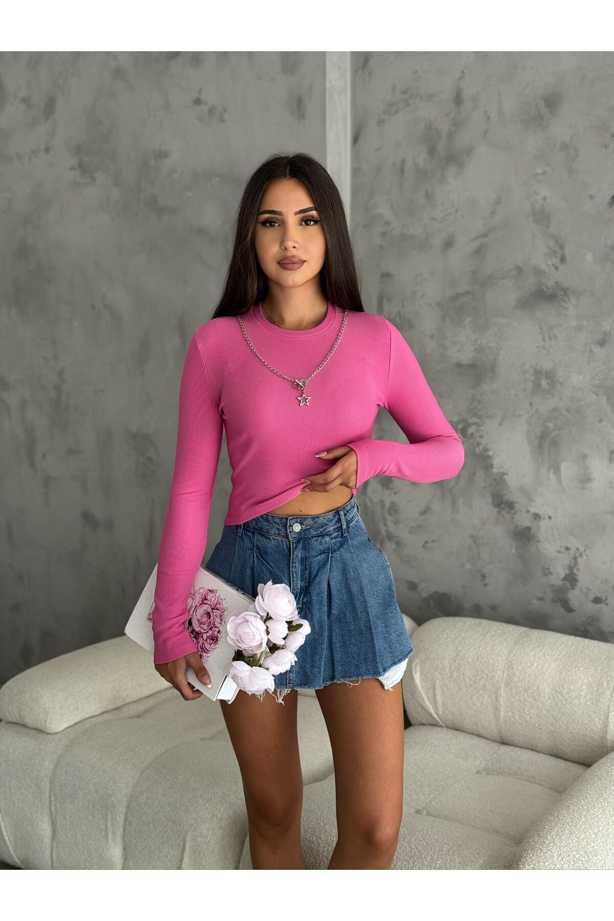 Kadın Basic Kolyeli Otoban Crop · Mor · 3 [ty:b80ec1d01d4708d6]