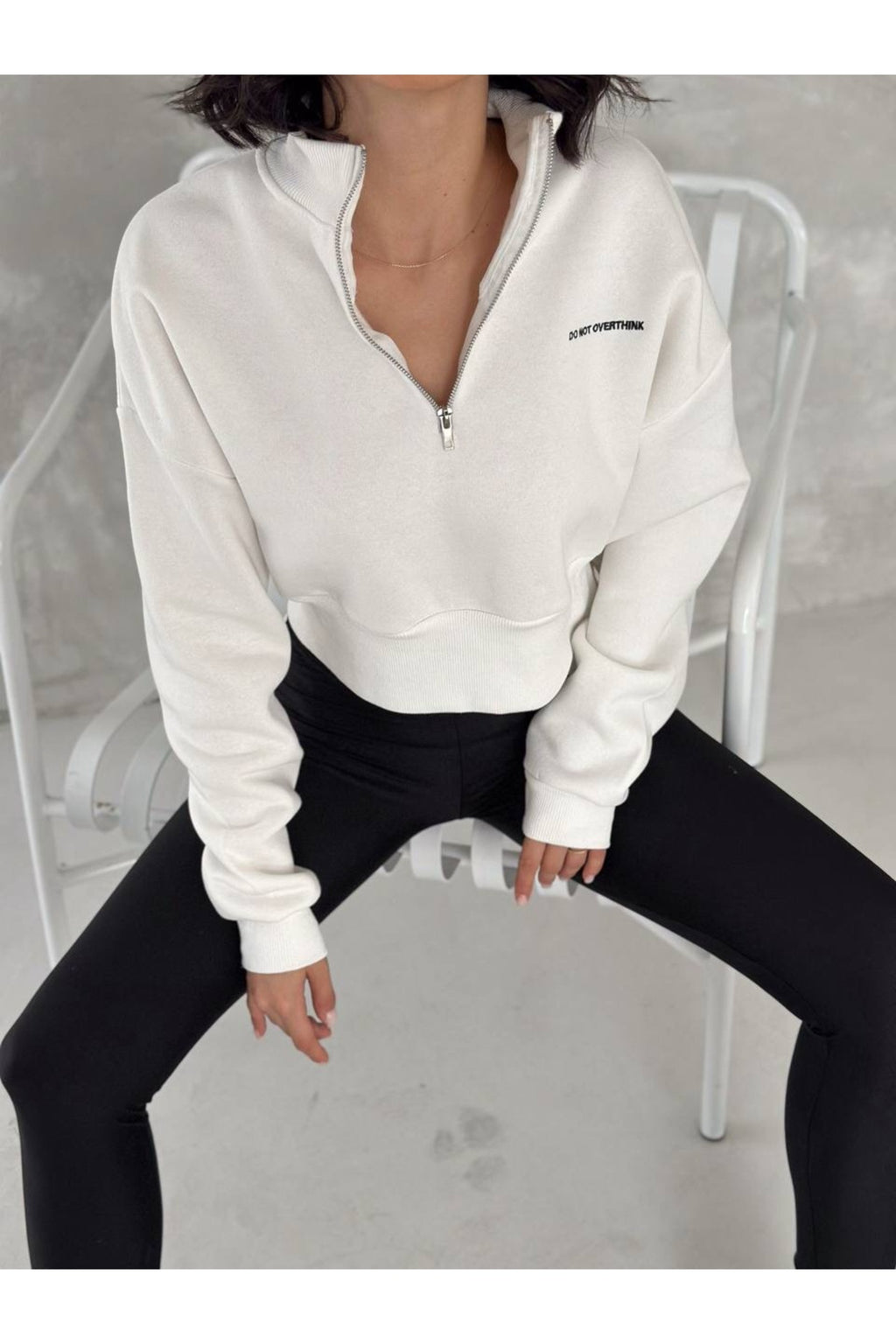 Kadın Do Not Overthink Baskı Detaylı Sweatshirt · Beyaz · 3 [ty:8e3ccc0d81a4c6b9]