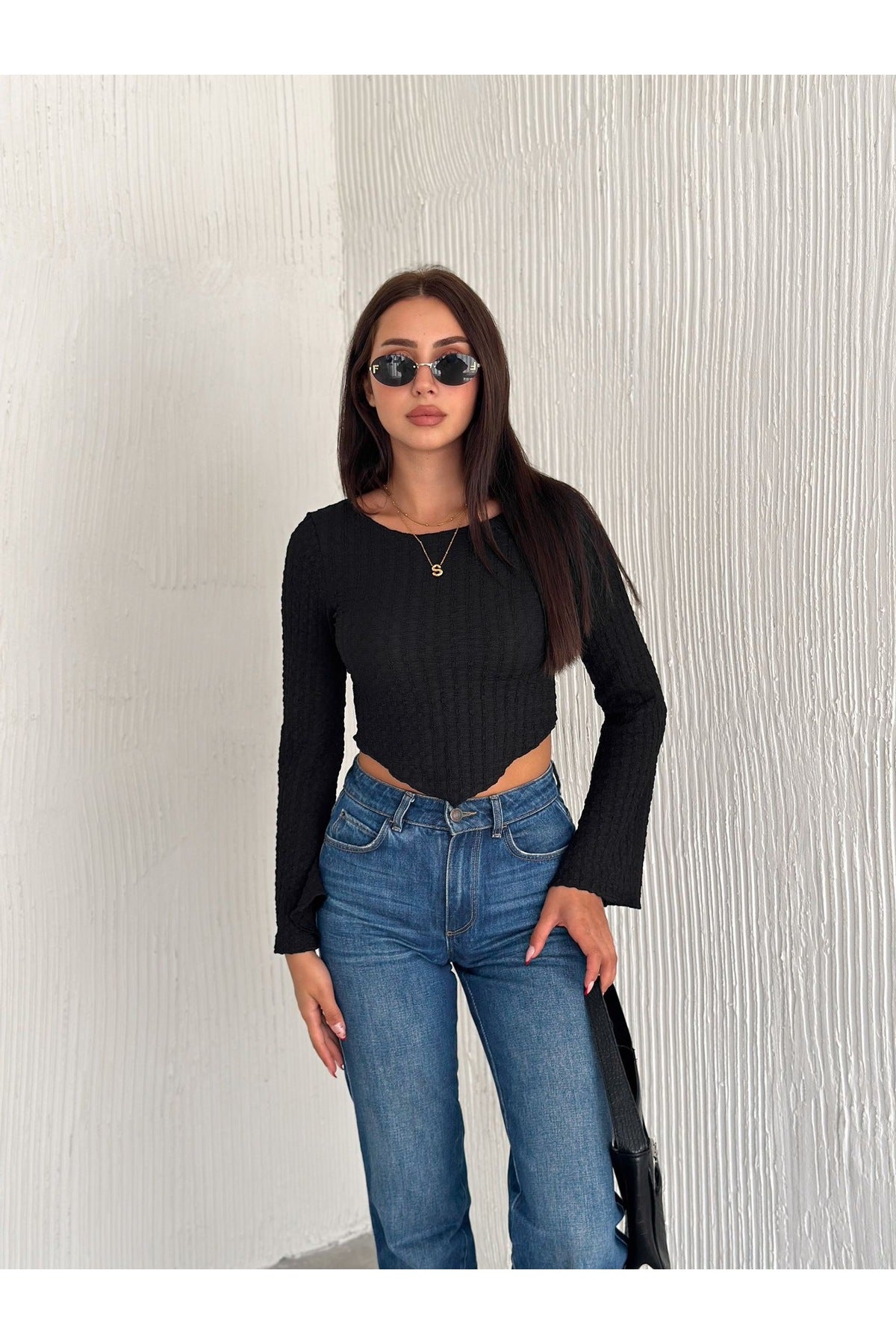 Kadın İspanyol Kol Crop · Siyah · 2 [ty:f95f518649982d90]