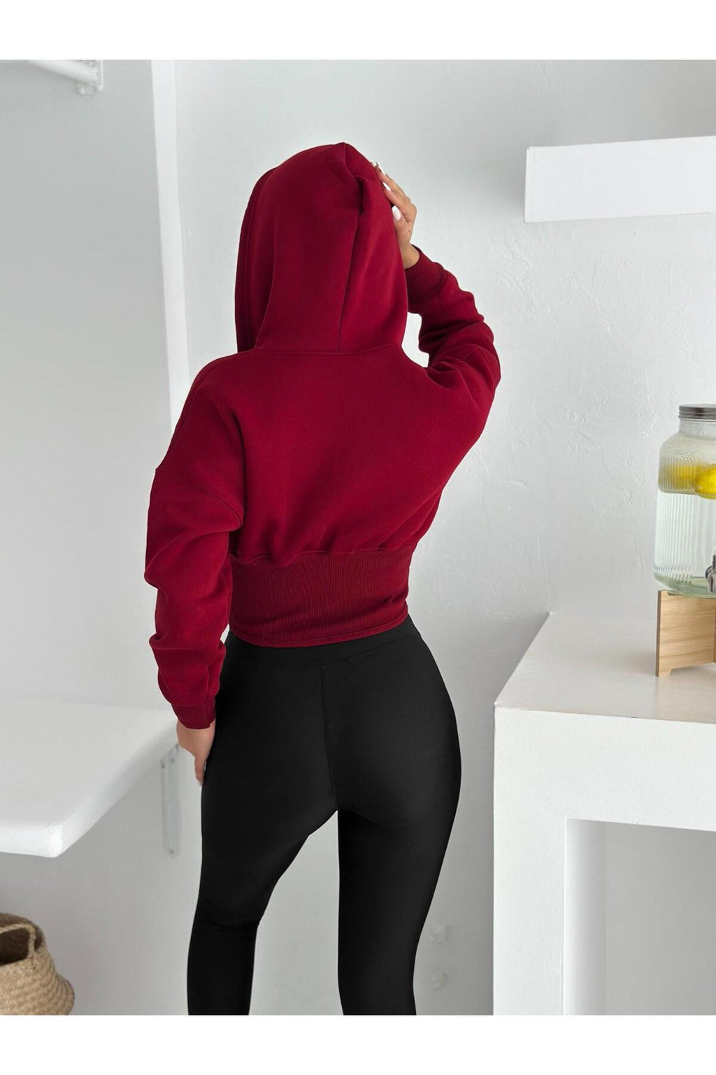 Kadın Korse Manşetli 3 İplik Sweatshirt · Bordo · 6 [ty:d19992cdbe00cb86]