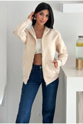 Kadın Fermuarlı Oversize Sweatshirt · Bej · 1 [ty:7a9dafc9974e0e02]